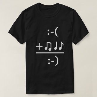 A música faz-me a camisa feliz do texto