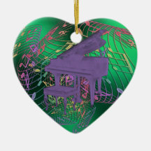 A música roxa do piano nota enfeites de natal do