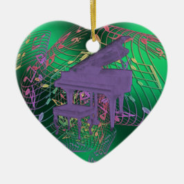 A música roxa do piano nota enfeites de natal do