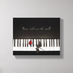 A Música Salva O Mundo - canvas De Piano Rosa