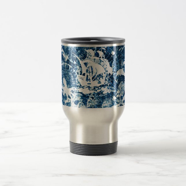 A navigação pirateia a caneca de viagem azul do (Centro)