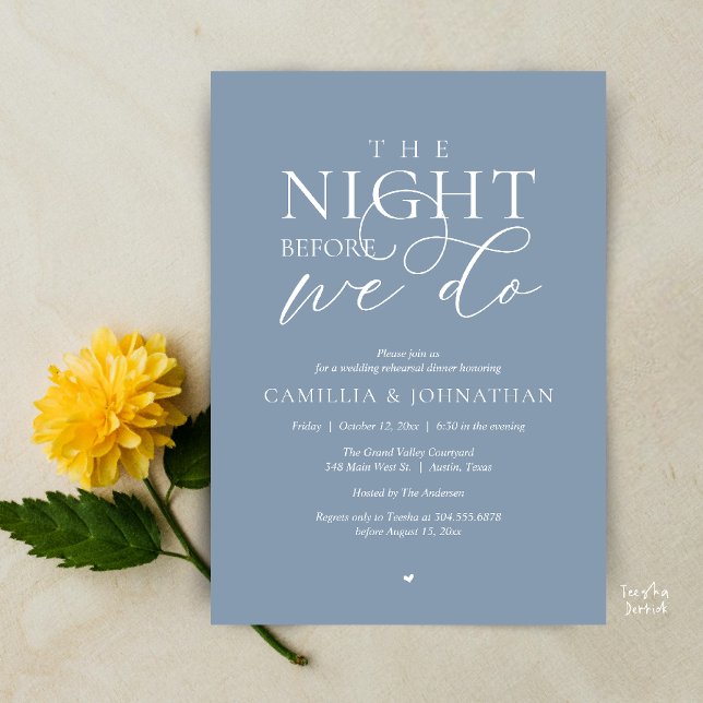 “A Noite Antes de Nós” Convite de Jantar de Ensaio (“The Night Before We Do” Modern Classy Rehearsal Dinner Reception Invitation Card Cream Grey)