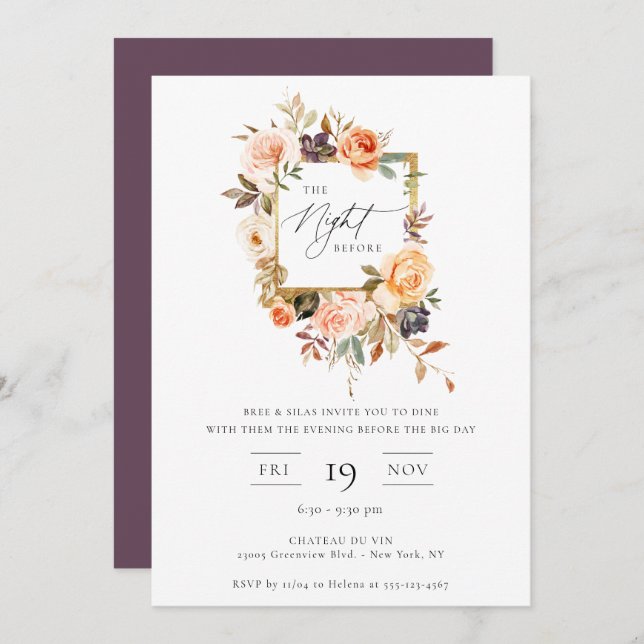 A Noite Antes Do Convite Floral De Outono Terrestr (Frente/Verso)