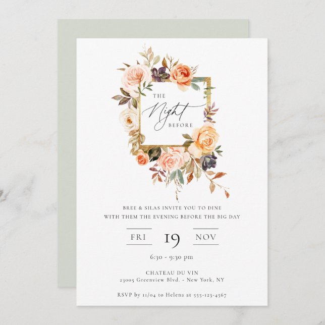 A Noite Antes Do Convite Floral De Outono Terrestr (Frente/Verso)