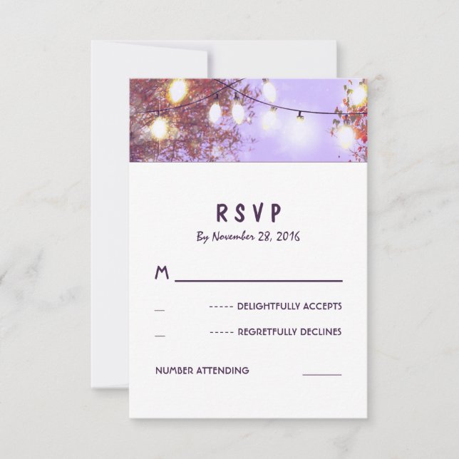 A noite ilumina cartões Wedding exteriores de RSVP (Frente)