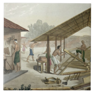 A oficina da carpintaria em Kupang, Timor, chapeia