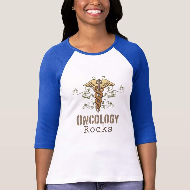 A oncologia balança a camisa do Raglan T (Frente)