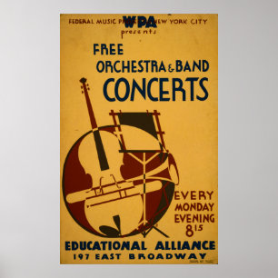 A orquestra livre ajusta o poster vintage 1938 de