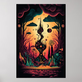 A paisagem Abstrato do Poster de Padrões giratório