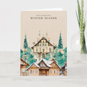 A paisagem urbana no cartão de Natal Kraft