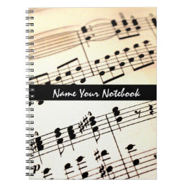 A partitura personalizada nota o caderno