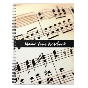 A partitura personalizada nota o caderno