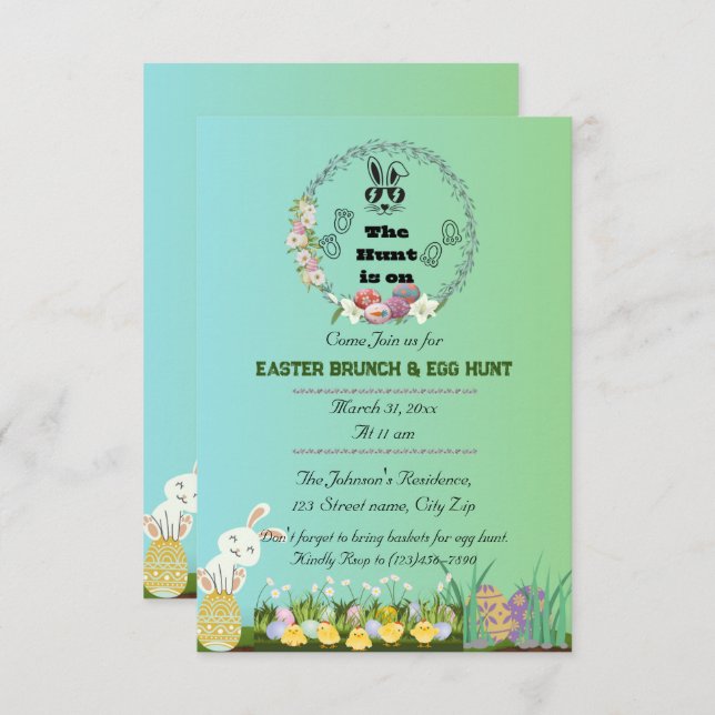 A páscoa Caça está no Convite (Frente/Verso)