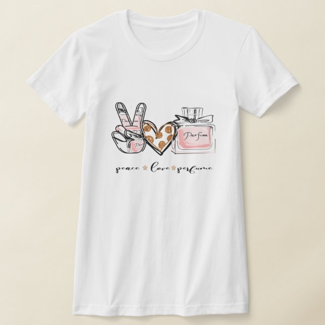 A paz ama a camiseta das mulheres perfumes. (Postura )
