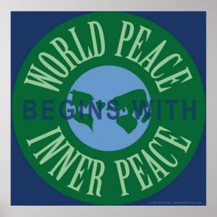 A paz de mundo começa com o poster interno da paz