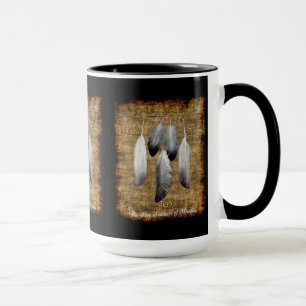 A paz do nativo americano empluma-se a caneca do