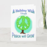 A paz fará crescer o cartão de espera de feriado<br><div class="desc">Este cartão de Férias de inverno é decorado com uma cena pacífica desejando paz e fraternidade para crescer e tocar no Ano Novo!</div>