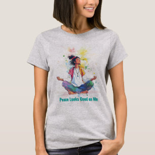 A Paz Fica Bem em Mim Camiseta de Meditação
