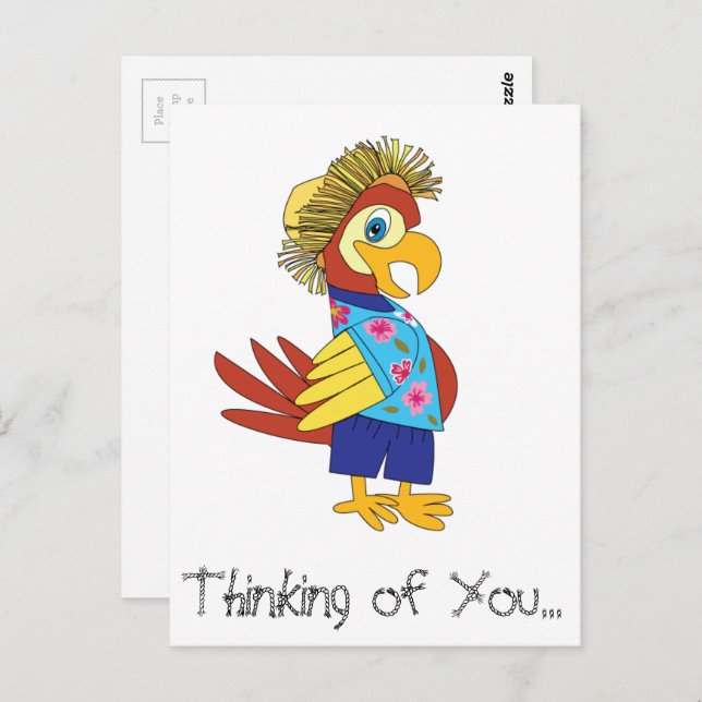 A pensar no teu cartão postal de papagaio da ilha (Frente/Verso)