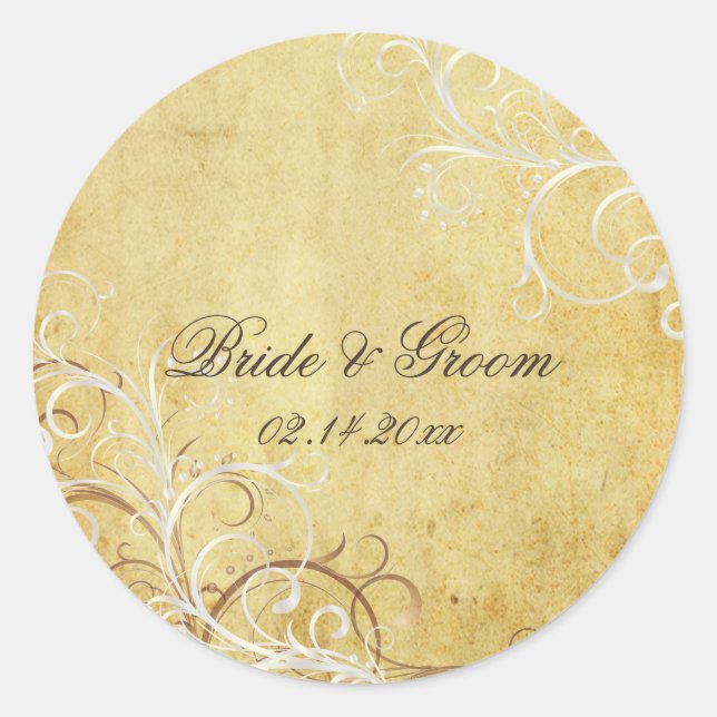 A pérola da Vintage suga os adesivos de casamento (Frente)