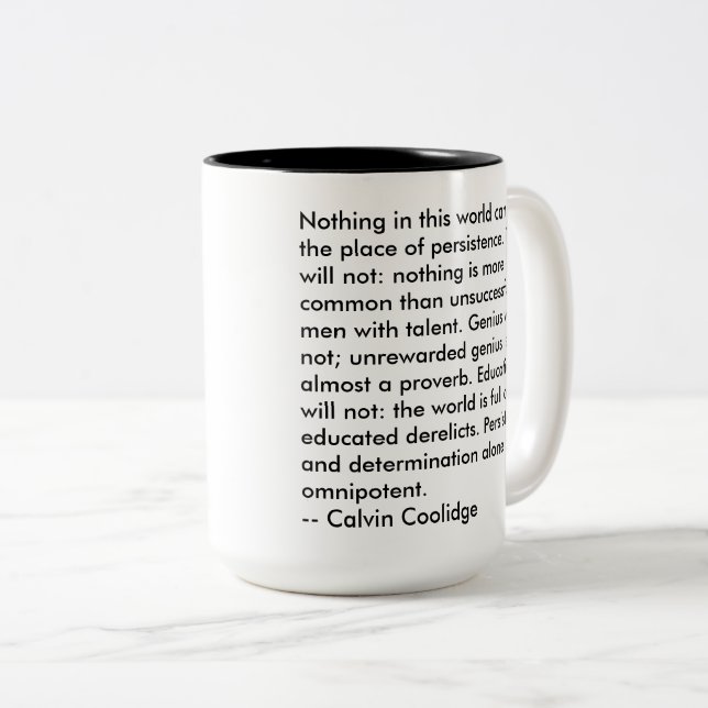 A persistência paga fora a caneca do Dois-Tom de (Frente Esquerda)