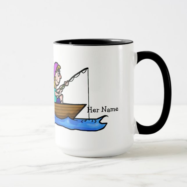 A pesca do casal na caneca do barco personaliza (Direita)
