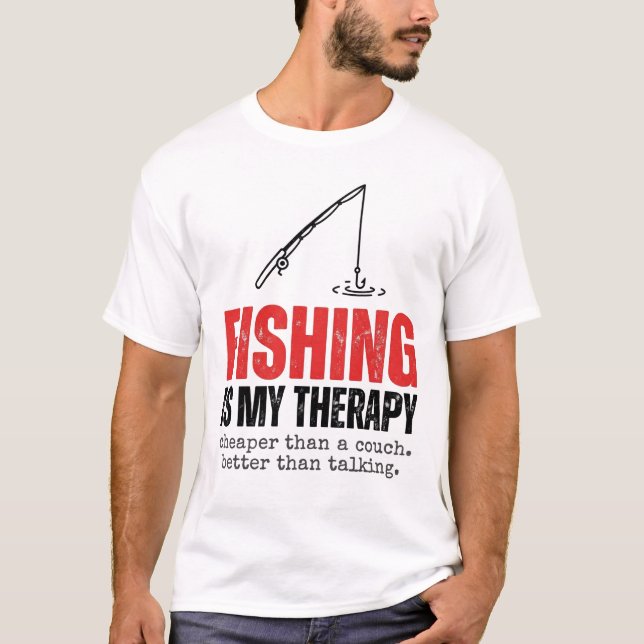 A Pesca É Minha Terapia Camiseta Divertida Para Pe (Frente)