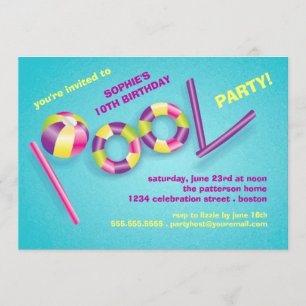 A piscina da festa na piscina brinca o convite do