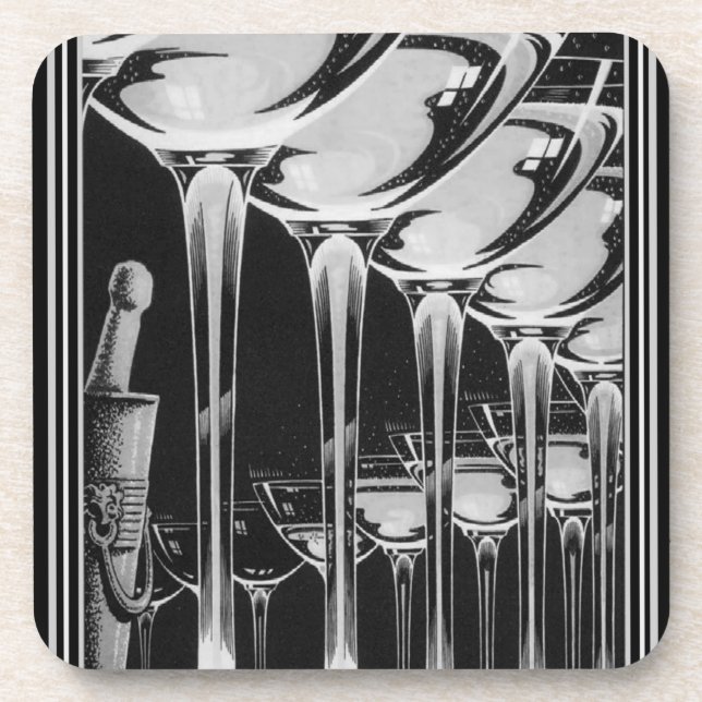 A porta copos de vidro de Champagne do art deco (Frente)