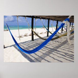 A praia colorida Hammocks o poster de Cozumel