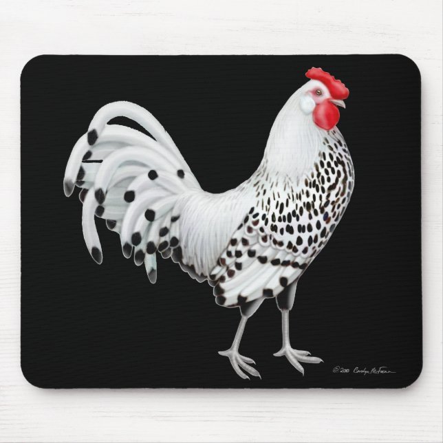 A prata Spangled a galinha Mousepad de Hamburgo (Frente)