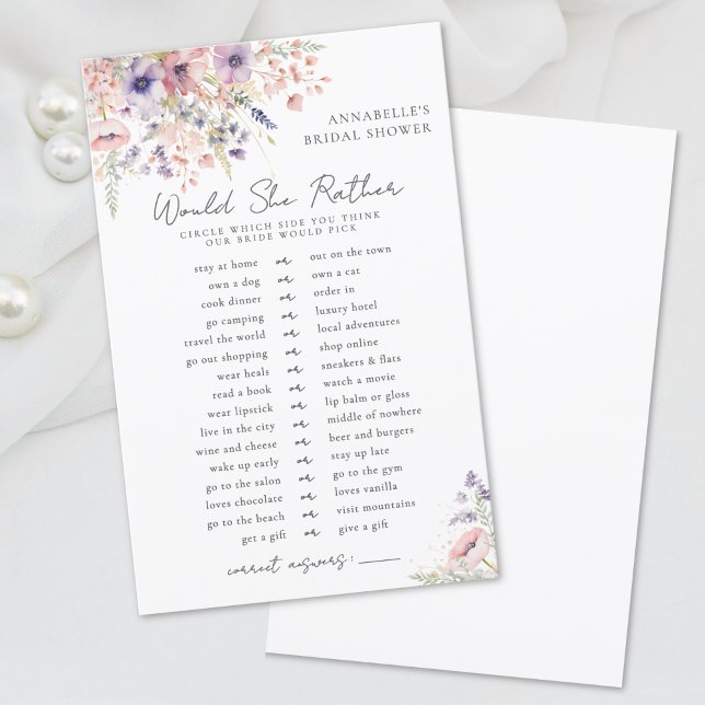 A Preferencialmente de Wildflower Chá de panela (Would Rather Wildflower Bridal Shower)