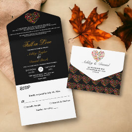 A Queda Elegante Deixa Casamento Floral Negro Cora