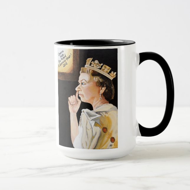 A rainha "escolheu" uma caneca de Jubliee do (Direita)