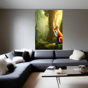 A raposa vermelha na floresta AI Art Poster
