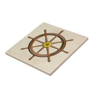 A roda do navio náutico de madeira