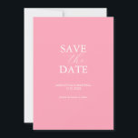A Rosa Guardar O Convite De Data<br><div class="desc">Anuncie seu noivado com este cartão de data mínimo. Ele apresenta uma mistura de tipografia clássica e de script em branco sobre um fundo rosa sólido. Use os campos de modelo para personalizar com seu nome e data de casamento. Até personalize as cores para se adequar ao seu tema de...</div>