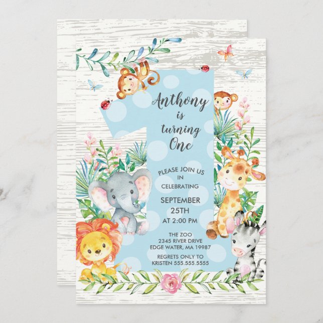 A Selva Bela Grande Um Rapaz Convite De Aniversári (Frente/Verso)