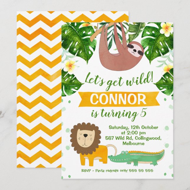 A Selva Vai Ter Um Convite De Aniversário Selvagem (Frente/Verso)