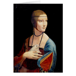 A senhora Com de Leonardo da Vinci um cartão do