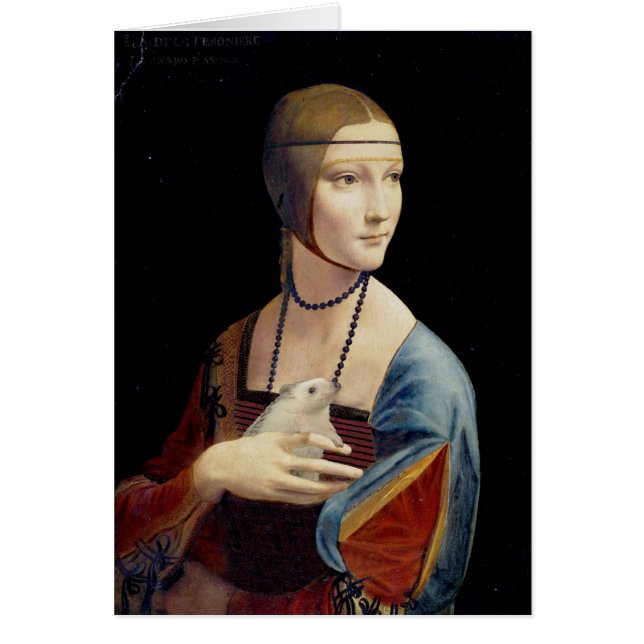 A senhora Com de Leonardo da Vinci um cartão do (Frente)