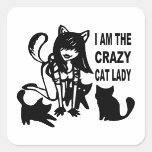 A senhora louca Etiqueta do gato