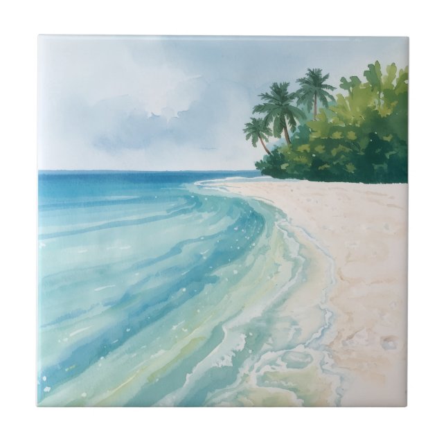 A Serene Tropical Beach in Watercolor (Frente)