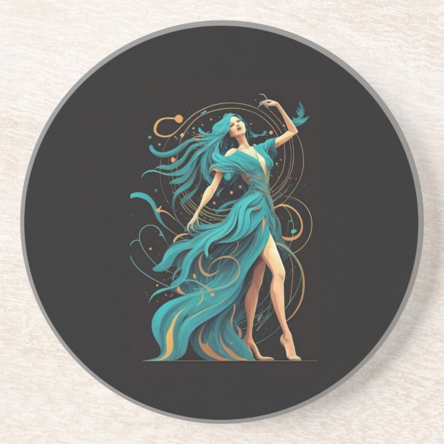 A silhueta da mulher Phoenix numa Porta copos flue (Frente)