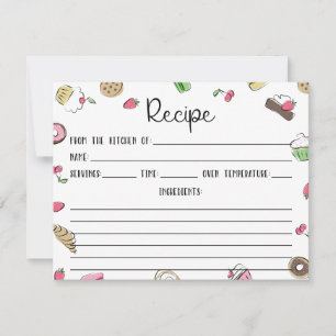 A sobremesa Doodles o cartão da receita