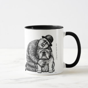 A tinta do homem e do buldogue encerra a caneca da