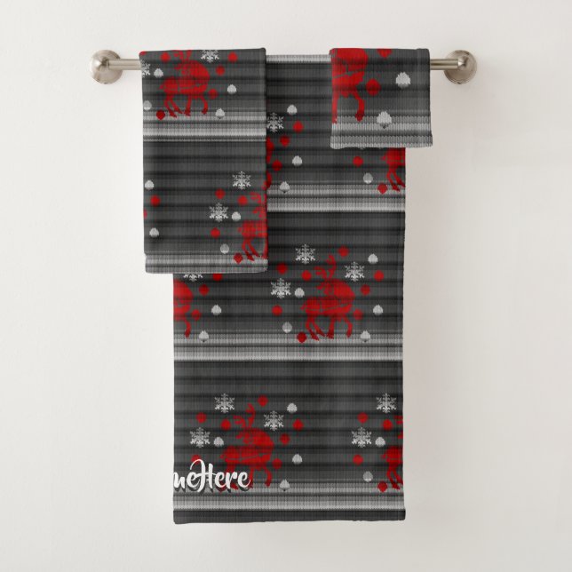 A toalha de banho do Natal ajusta toalhas festivas (Insitu)
