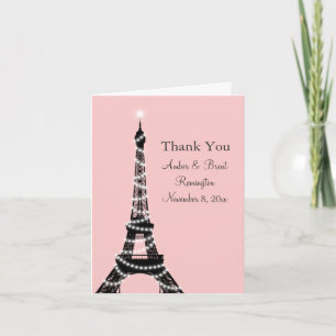 A torre Eiffel cintila cartões de agradecimentos