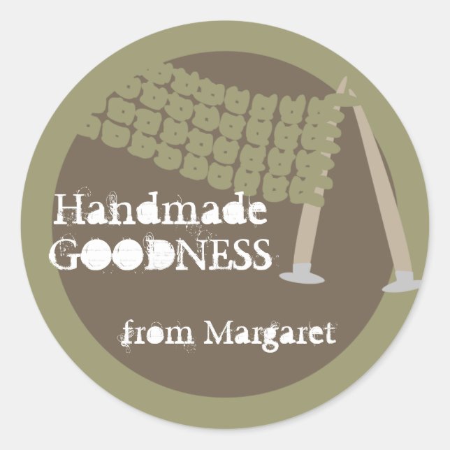 A tricotar agulhas com etiquetas de presente de ca (Frente)