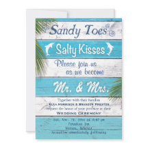 A turquesa Sandy Toes o convite de casamento